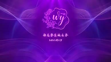4k大屏幕紫色系婚礼现场LOGO动效视频视频的预览图